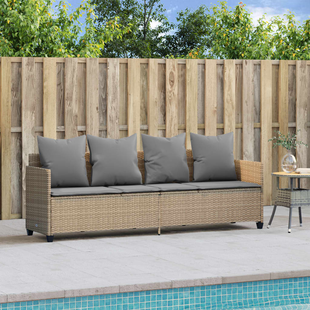 Chaise Longue avec Coussins Siège Transat Jardin collection Noir Résine Tressée vidaXL