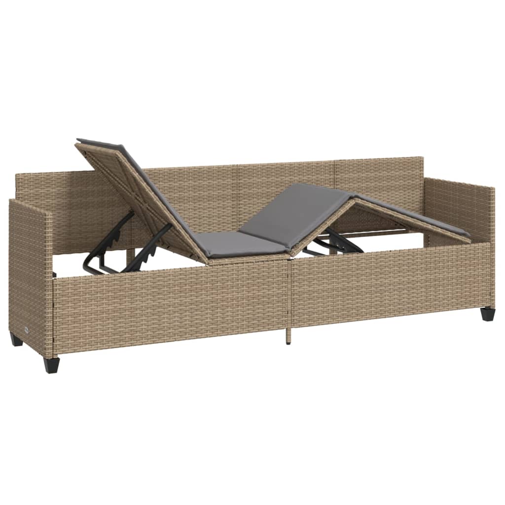 Chaise Longue avec Coussins Siège Transat Jardin en ligne Noir Résine Tressée vidaXL