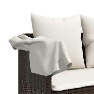 Zahradní lehátko se stříškou a poduškami hnědé polyratan - obrázek 10