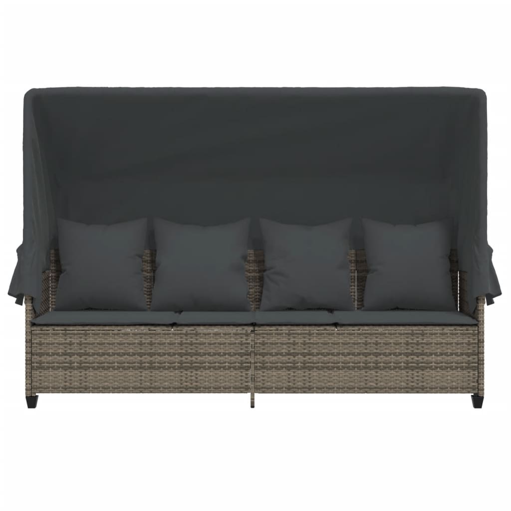 Chaise Longue avec Coussins Siège Transat Jardin Noir Résine Tressée vidaXL officiel