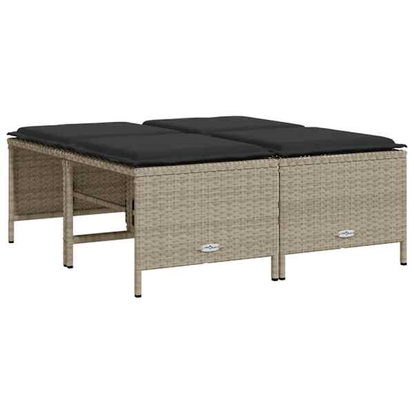 vidaXL aiataburetid istmepadjaga 4 tk, helehall, pol&uuml;rotang
