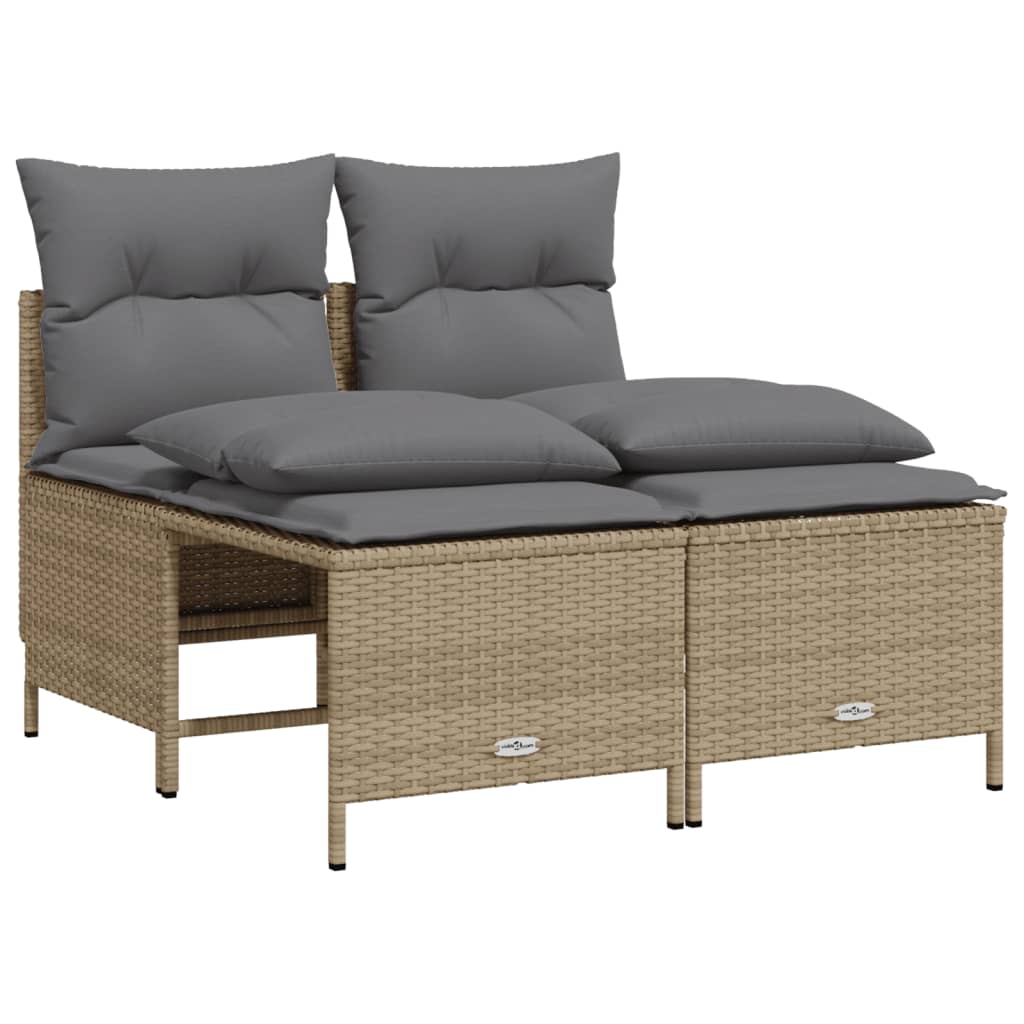 vidaXL Set canapele de grădină, 4 piese, cu perne, bej, poliratan