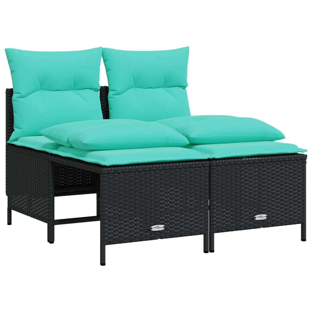 Thumbnail - vidaXL 4-teiliges Gartensofa-Set mit Kissen, schwarzes Polyrattan