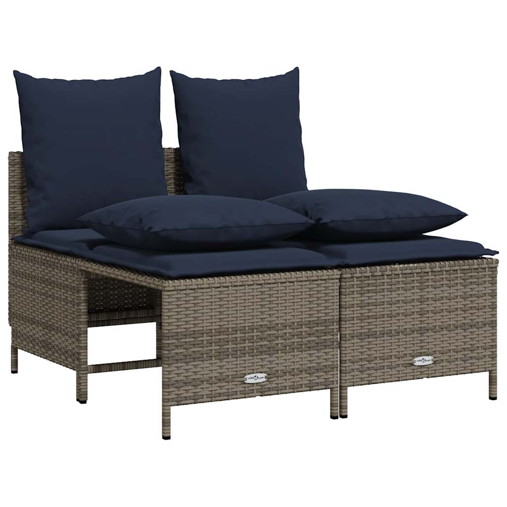Thumbnail - vidaXL 4-teiliges Gartensofa-Set mit Kissen, grau, Polyrattan