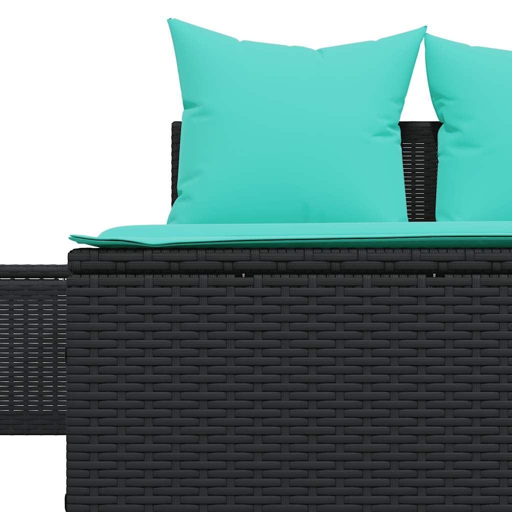 vidaXL Doppelte Sonnenliege mit Kissen Schwarz Poly Rattan – Bild 6
