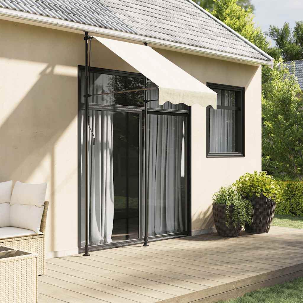 vidaXL Copertină retractabilă, crem, 100x150 cm, țesătură și oțel