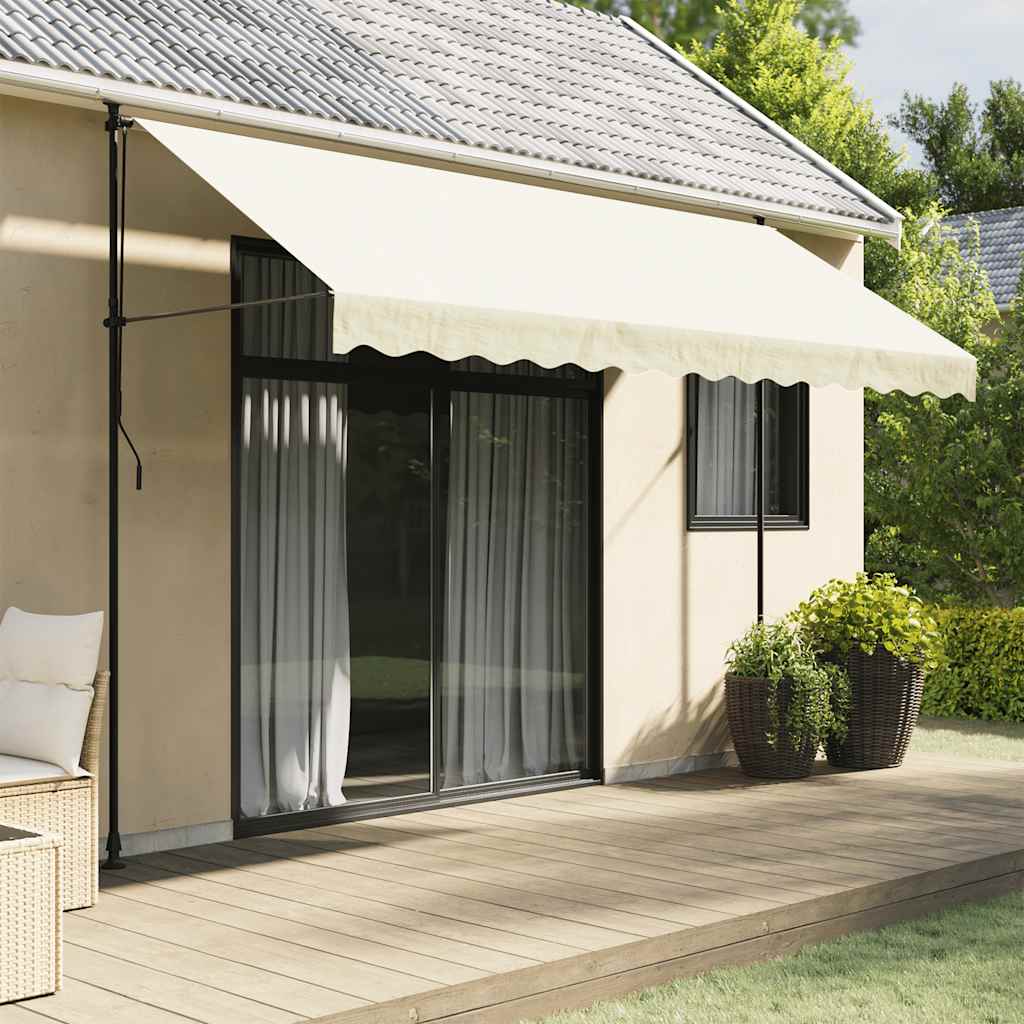 vidaXL Copertină retractabilă, crem, 350x150 cm, țesătură și oțel