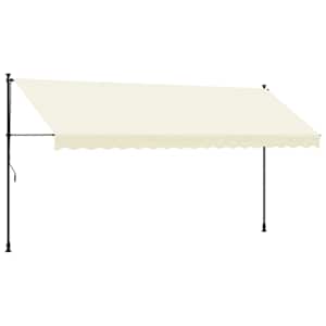 Zatahovací markýza krémová 400 x 150 cm textil a ocel - obrázek 2