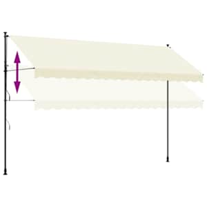 Zatahovací markýza krémová 400 x 150 cm textil a ocel - obrázek 9