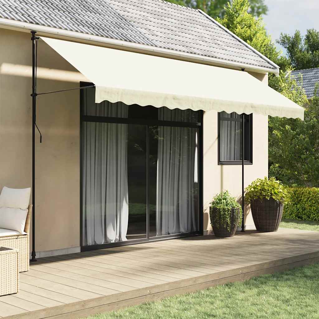 vidaXL Copertină retractabilă, crem, 400x150 cm, țesătură și oțel