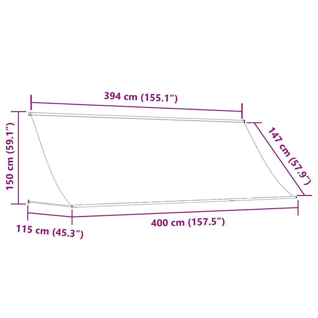 Retractable Awning Canopy Shelter Patio Sunshade Outdoor Awning Blind vidaXL - Picture 55 of 60