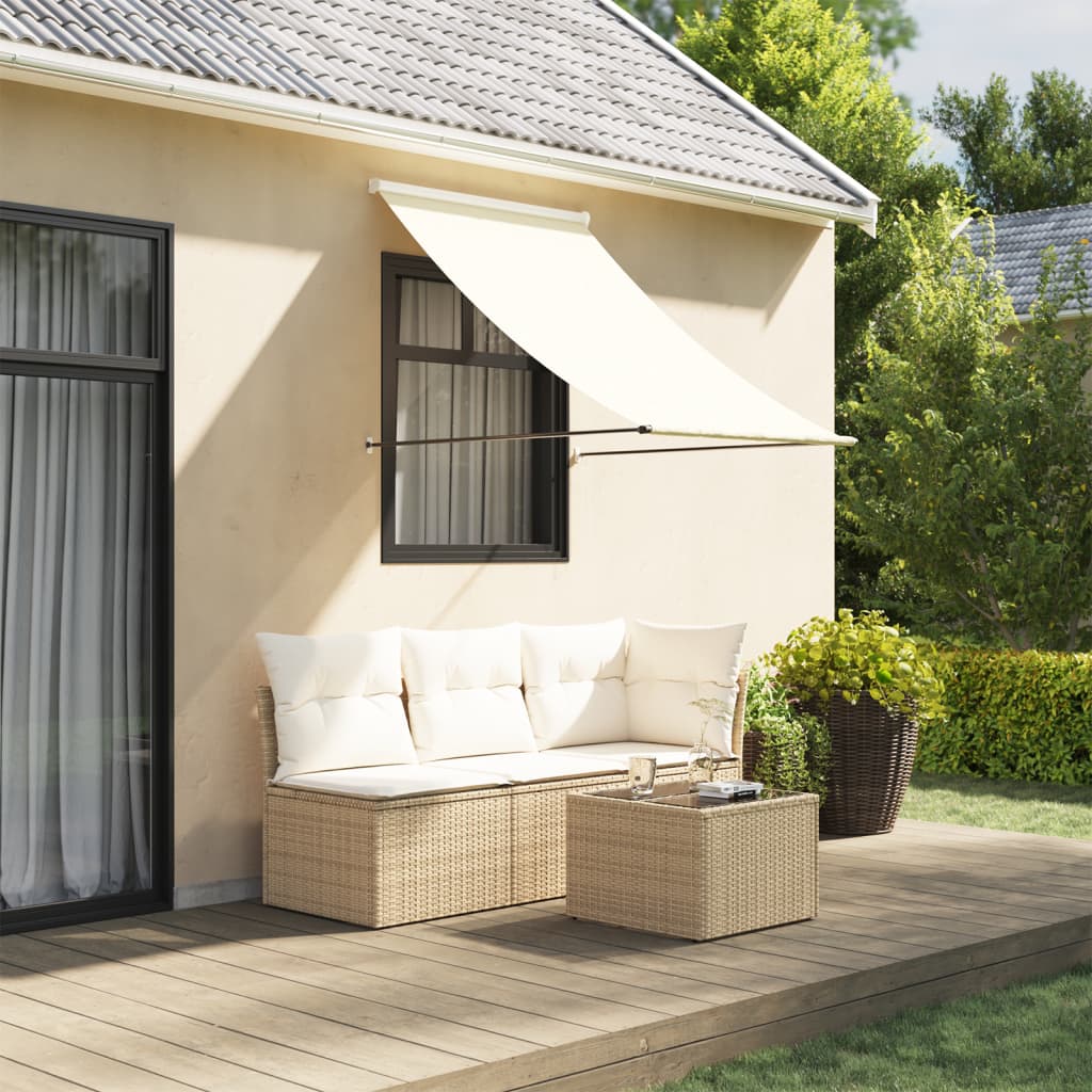 vidaXL Copertină retractabilă, crem, 150x150 cm, țesătură și oțel