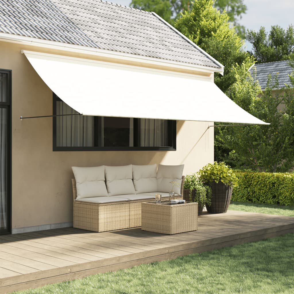 vidaXL Copertină retractabilă, crem, 400x150 cm, țesătură și oțel
