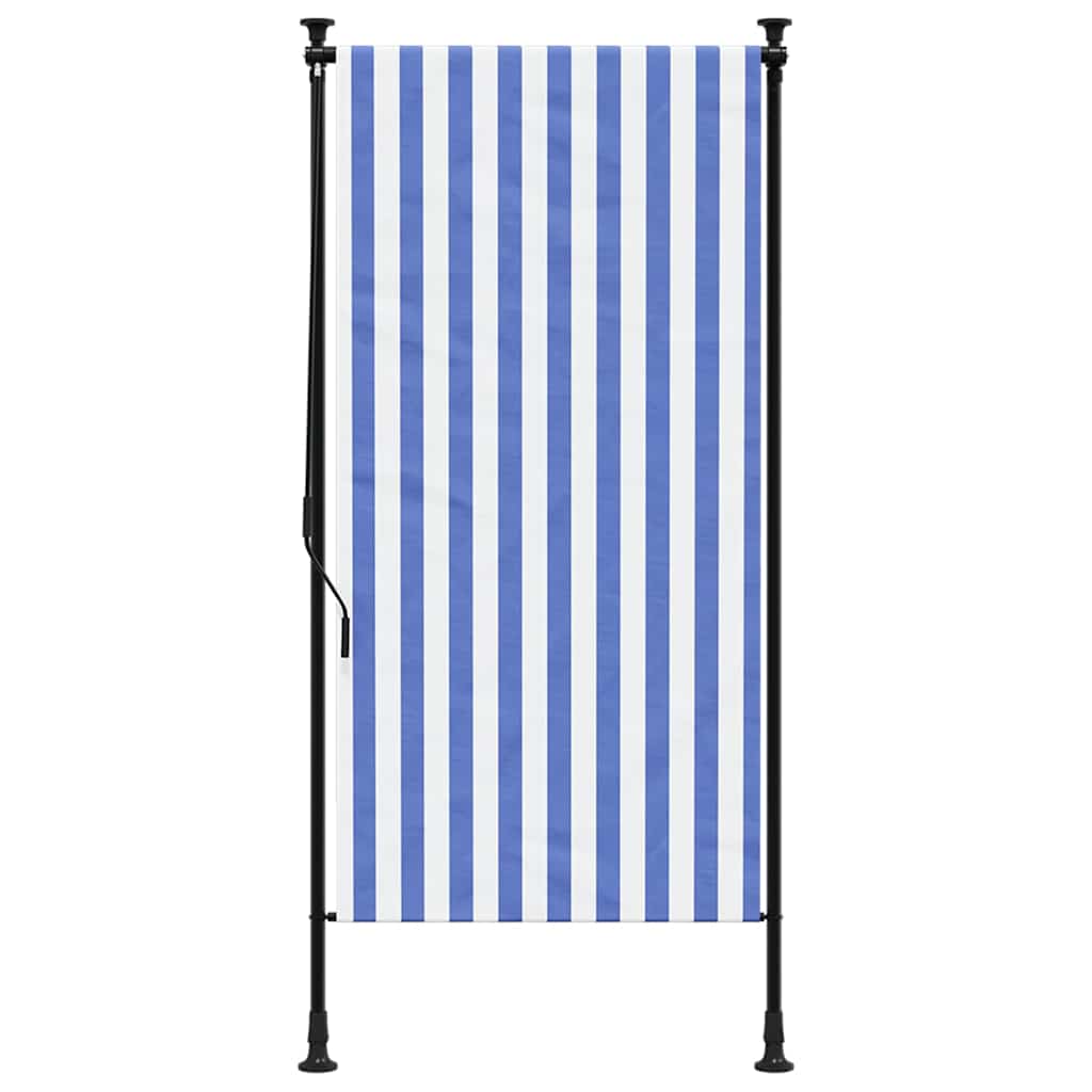vidaXL kék és fehér szövet és acél kültéri roló 100 x 270 cm