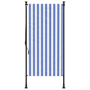 Venkovní roleta modrá a bílá 100 x 270 cm textil a ocel - obrázek 3
