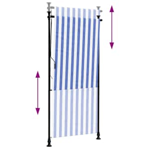 Venkovní roleta modrá a bílá 100 x 270 cm textil a ocel - obrázek 6