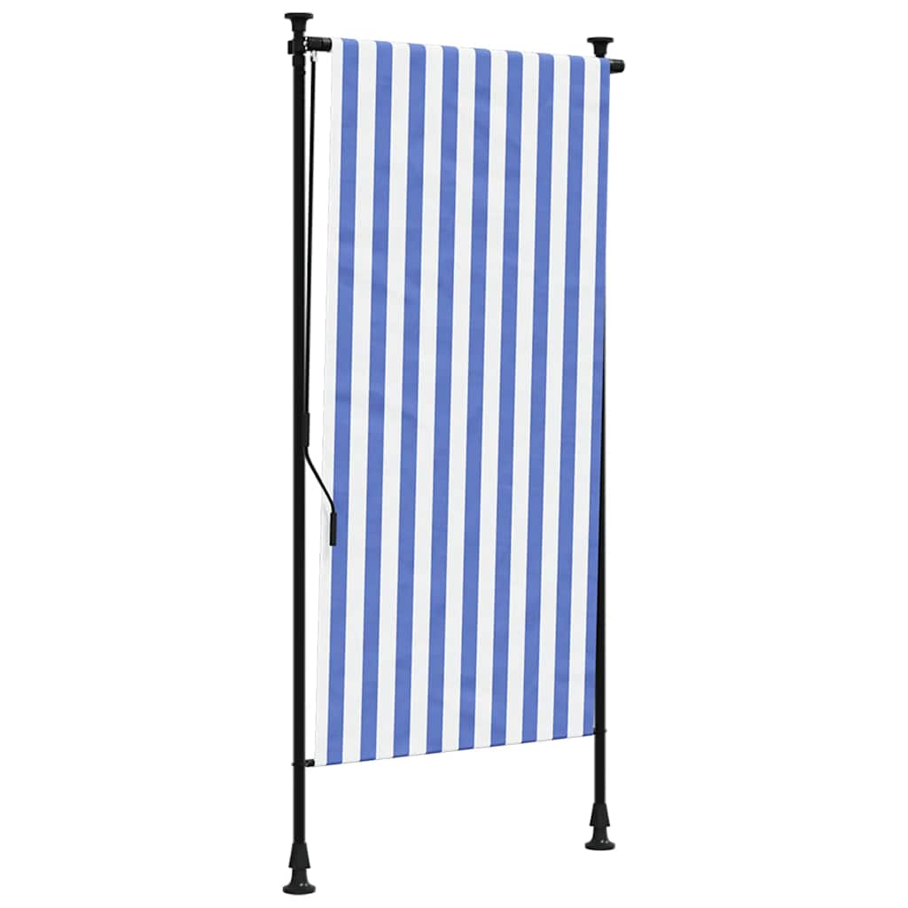 vidaXL Venkovní roleta modrá a bílá 120 x 270 cm textil a ocel