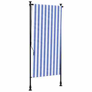 Venkovní roleta modrá a bílá 120 x 270 cm textil a ocel - obrázek 2