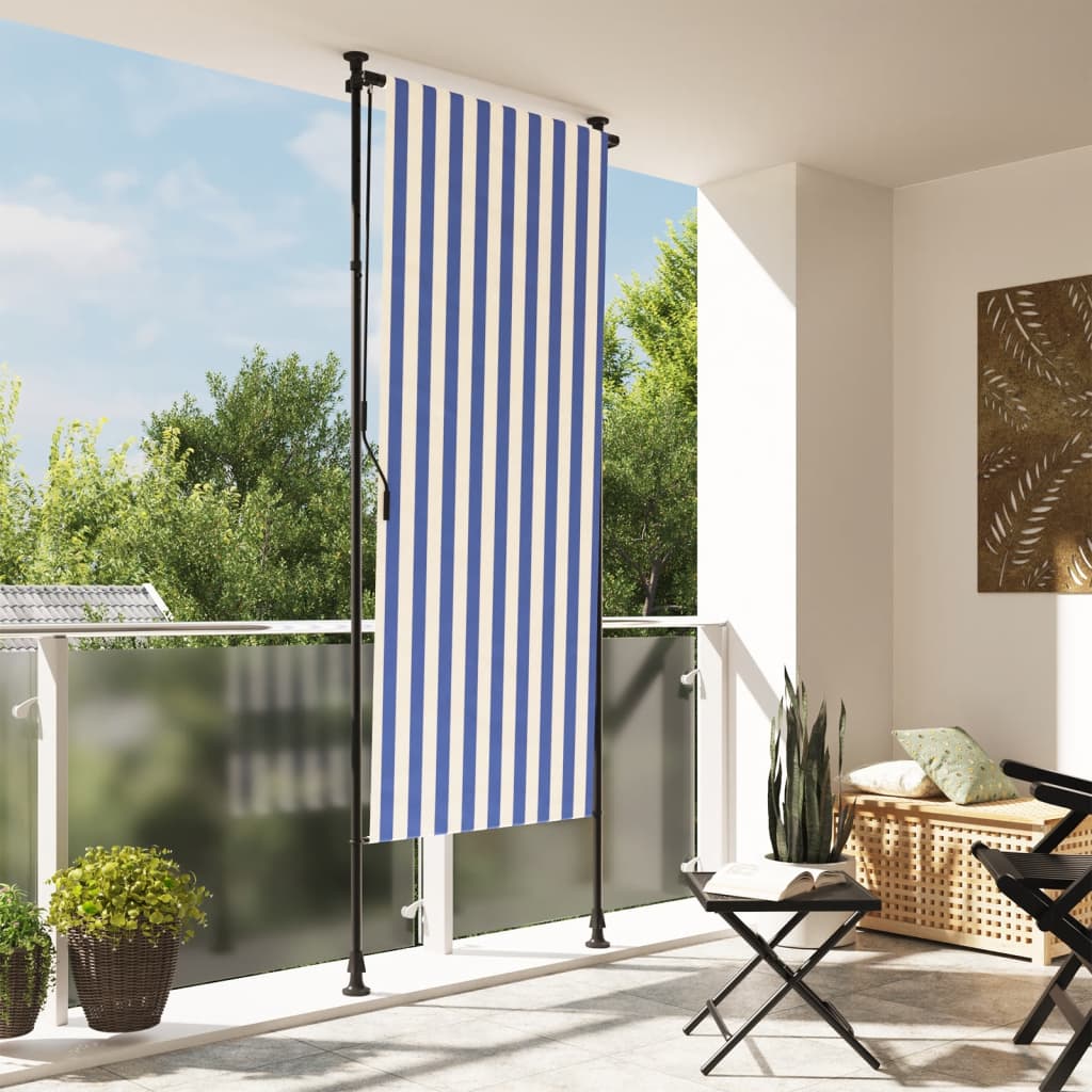 vidaXL Jaluzea rulou de exterior albastru/alb 120x270 cm țesătură/oțel