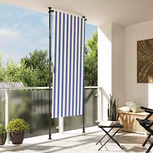 Venkovní roleta modrá a bílá 120 x 270 cm textil a ocel - obrázek 1