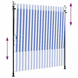 Venkovní roleta modrá a bílá 150 x 270 cm textil a ocel - obrázek 6