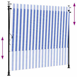 Venkovní roleta modrá a bílá 200 x 270 cm textil a ocel - obrázek 6