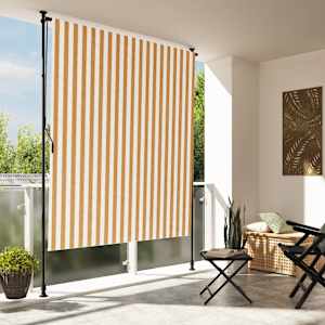 Zunanje rolo senčilo oranžno in belo 150x270 cm tkanina jeklo