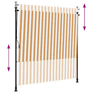 Venkovní roleta oranžová a bílá 200 x 270 cm textil a ocel - obrázek 6