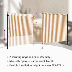Venkovní roleta oranžová a bílá 200 x 270 cm textil a ocel - obrázek 11