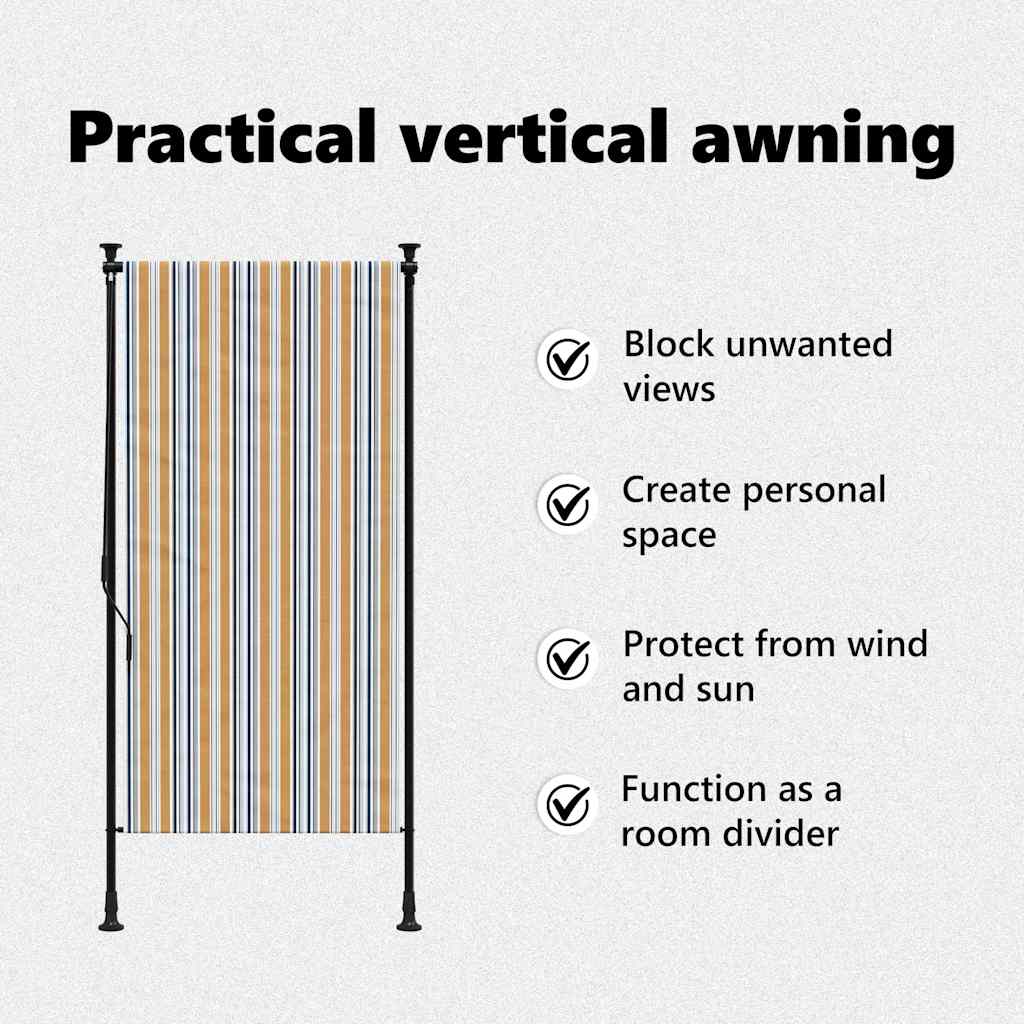 Rolgordijn voor buiten 100x270 cm stof en staal geel en wit image 12
