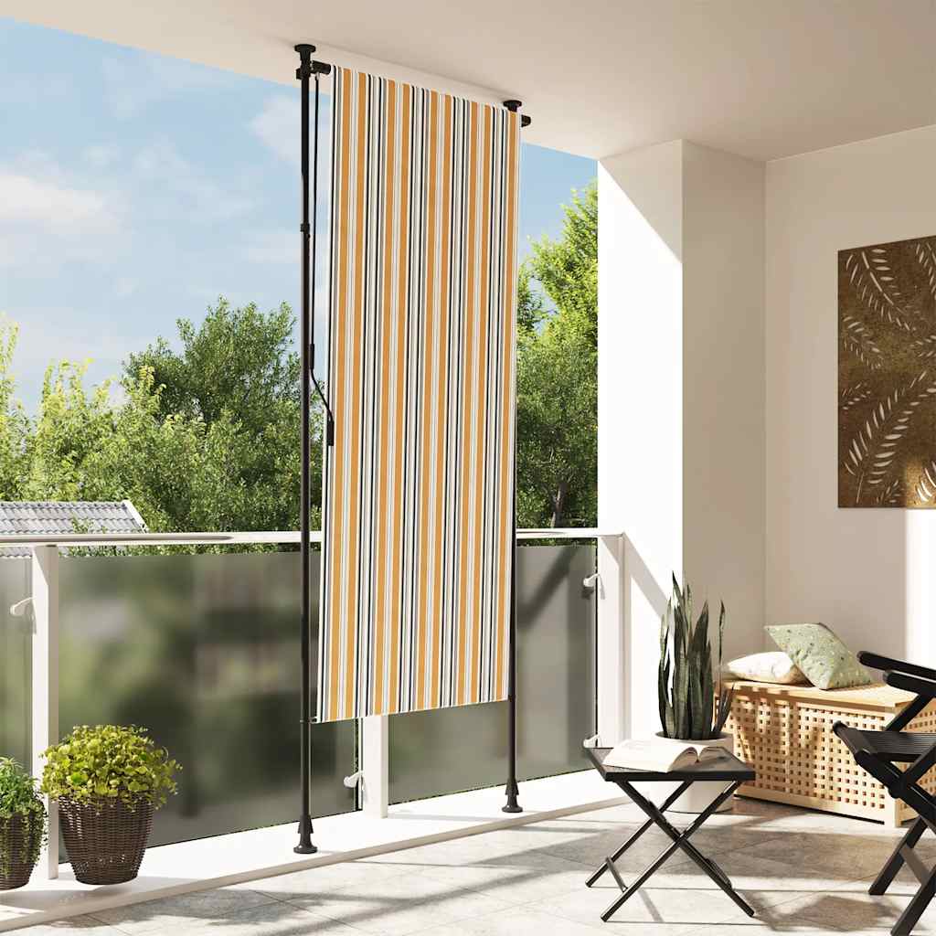 vidaXL Jaluzea rulou de exterior galben/alb 100x270 cm țesătură/oțel