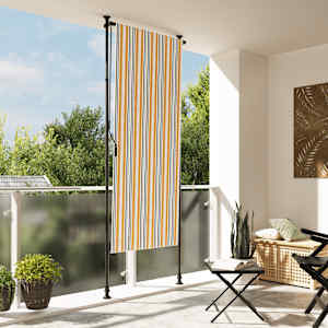 Venkovní roleta žlutá a bílá 100 x 270 cm textil a ocel - obrázek 1