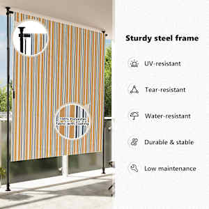 Venkovní roleta žlutá a bílá 150 x 270 cm textil a ocel - obrázek 10