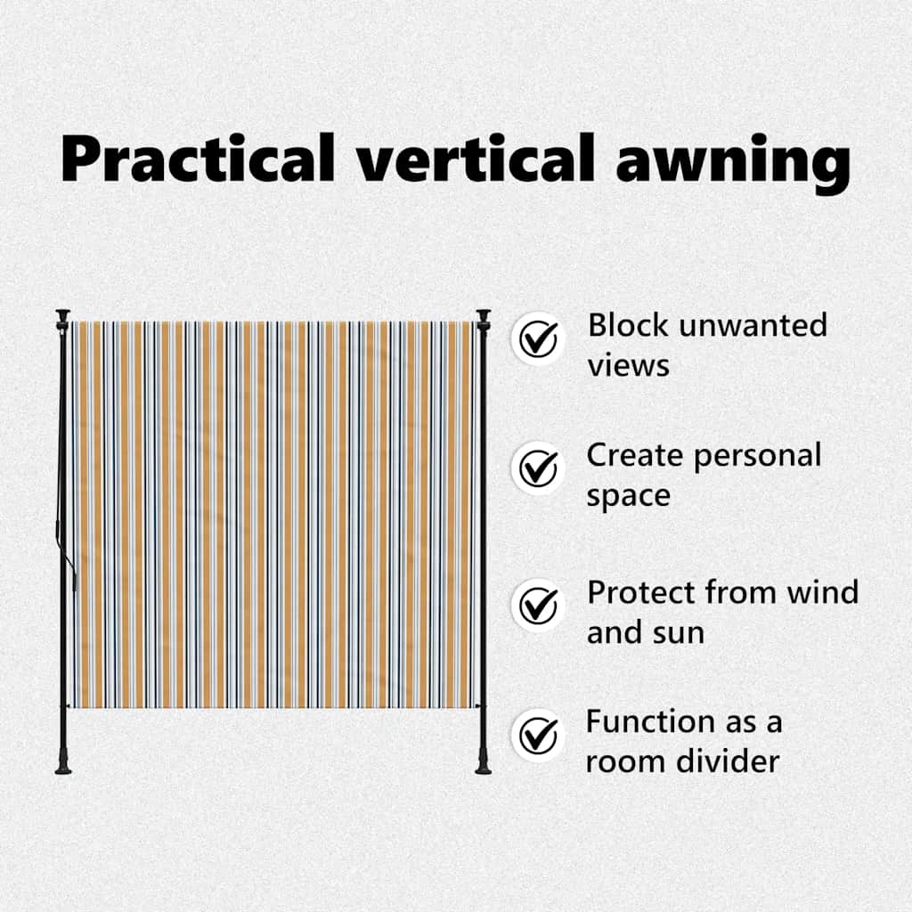 Rolgordijn voor buiten 200x270 cm stof en staal geel en wit image 12