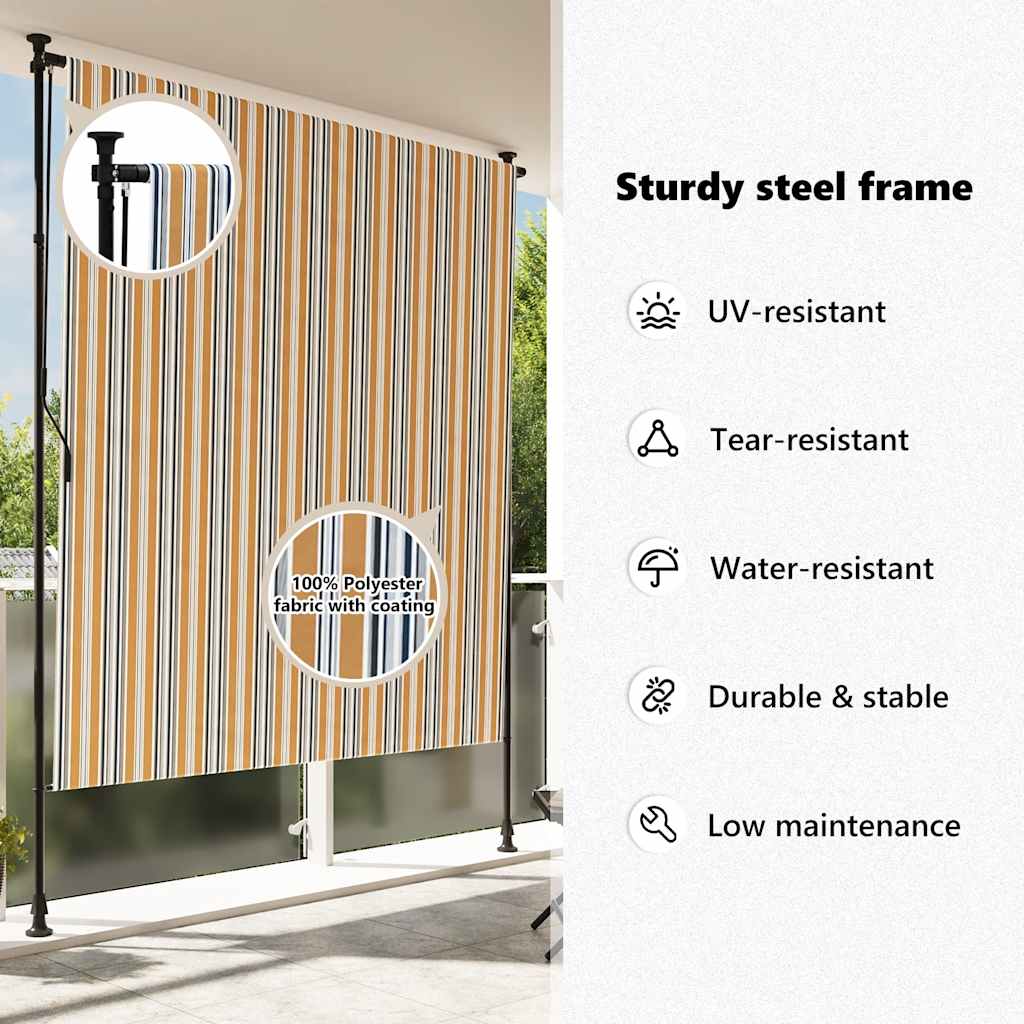 Rolgordijn voor buiten 200x270 cm stof en staal geel en wit image 10