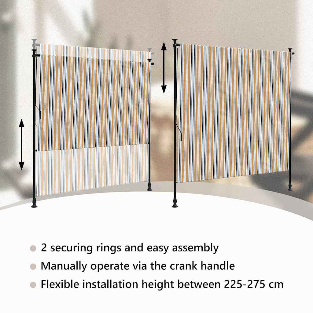 Rolgordijn voor buiten 200x270 cm stof en staal geel en wit image 11