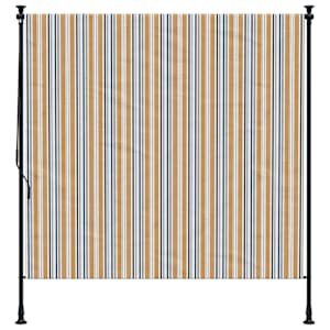 Venkovní roleta žlutá a bílá 200 x 270 cm textil a ocel - obrázek 3