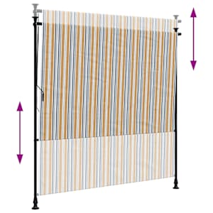 Venkovní roleta žlutá a bílá 200 x 270 cm textil a ocel - obrázek 6