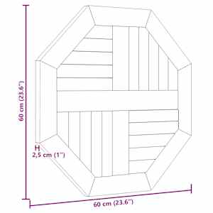 Stolní deska 60 x 60 x 2,5 cm osmihranná masivní teakové dřevo - obrázek 7