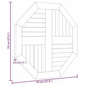 Stolní deska 70 x 70 x 2,5 cm osmihranná masivní teakové dřevo - obrázek 7