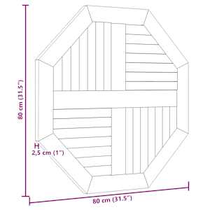Stolní deska 80 x 80 x 2,5 cm osmihranná masivní teakové dřevo - obrázek 7