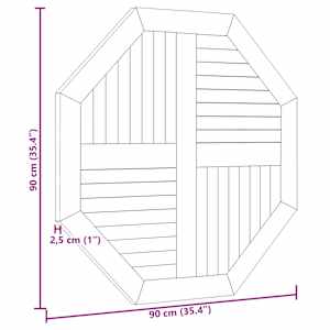 Stolní deska 90 x 90 x 2,5 cm osmihranná masivní teakové dřevo - obrázek 7