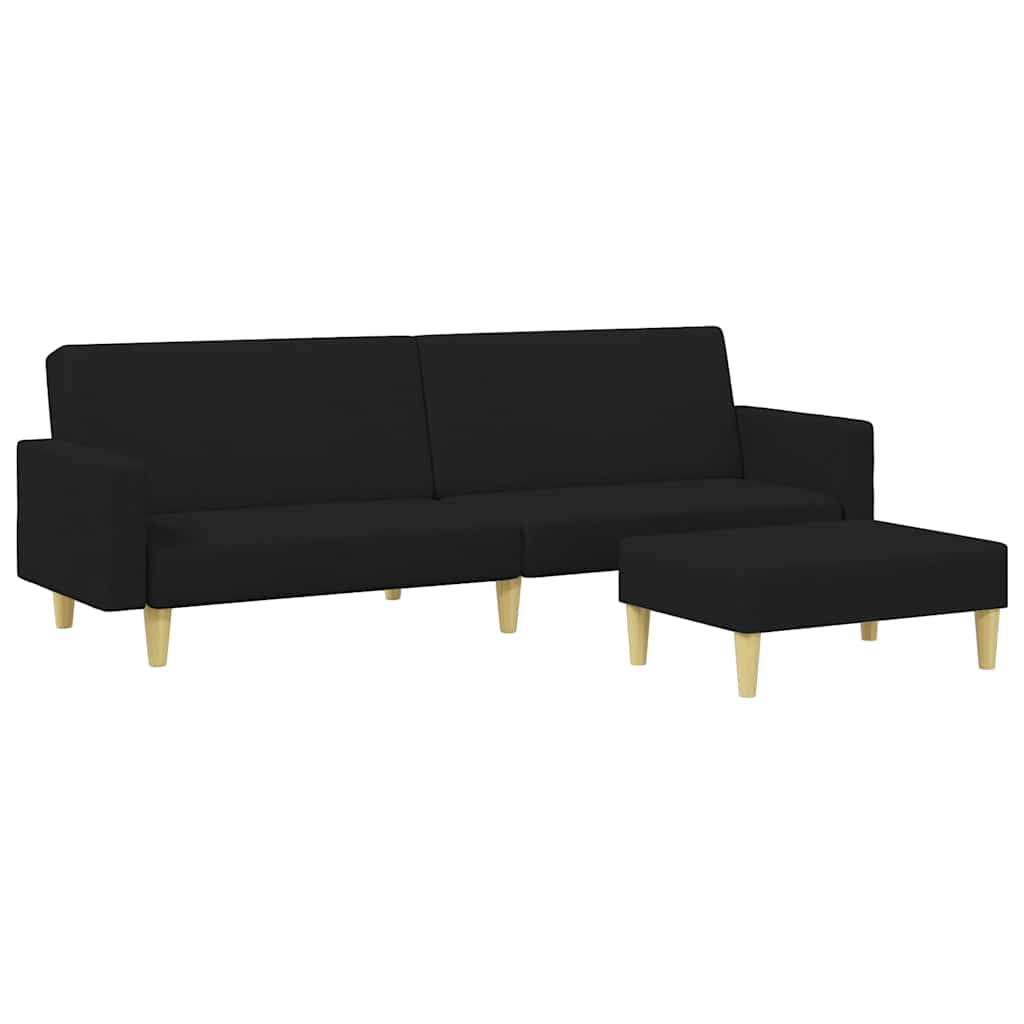 Thumbnail - vidaXL Schlafsofa 2-Sitzer mit Fußhocker Schwarz Stoff