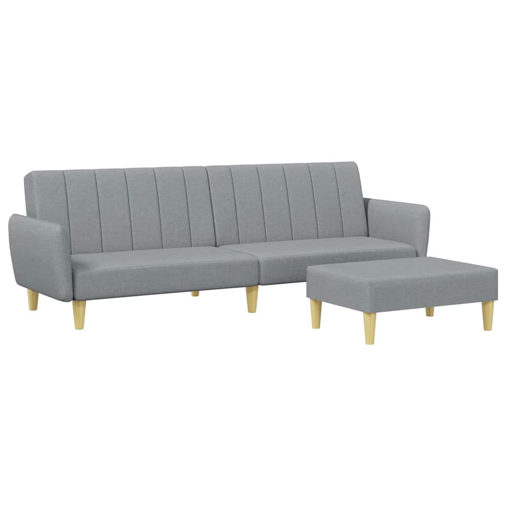 vidaXL Dvivietė sofa-lova su pakoja, šviesiai pilkos spalvos, audinys-image-8721012453487