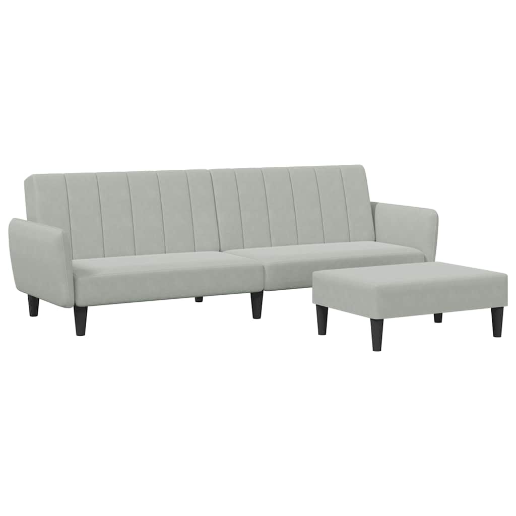 vidaXL Dvivietė sofa-lova su pakoja, šviesiai pilkos spalvos, aksomas-image-8721012453524