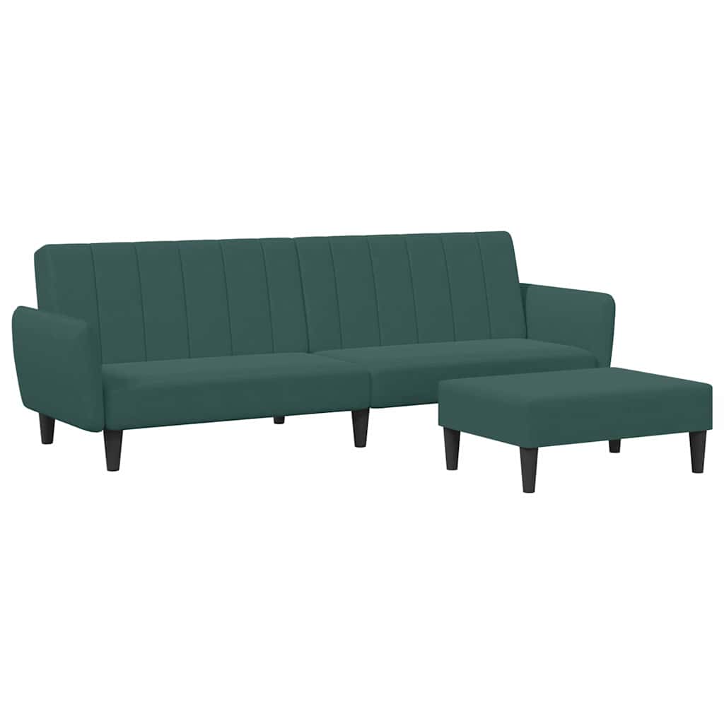Thumbnail - vidaXL Schlafsofa 2-Sitzer mit Fußhocker Dunkelgrün Samt