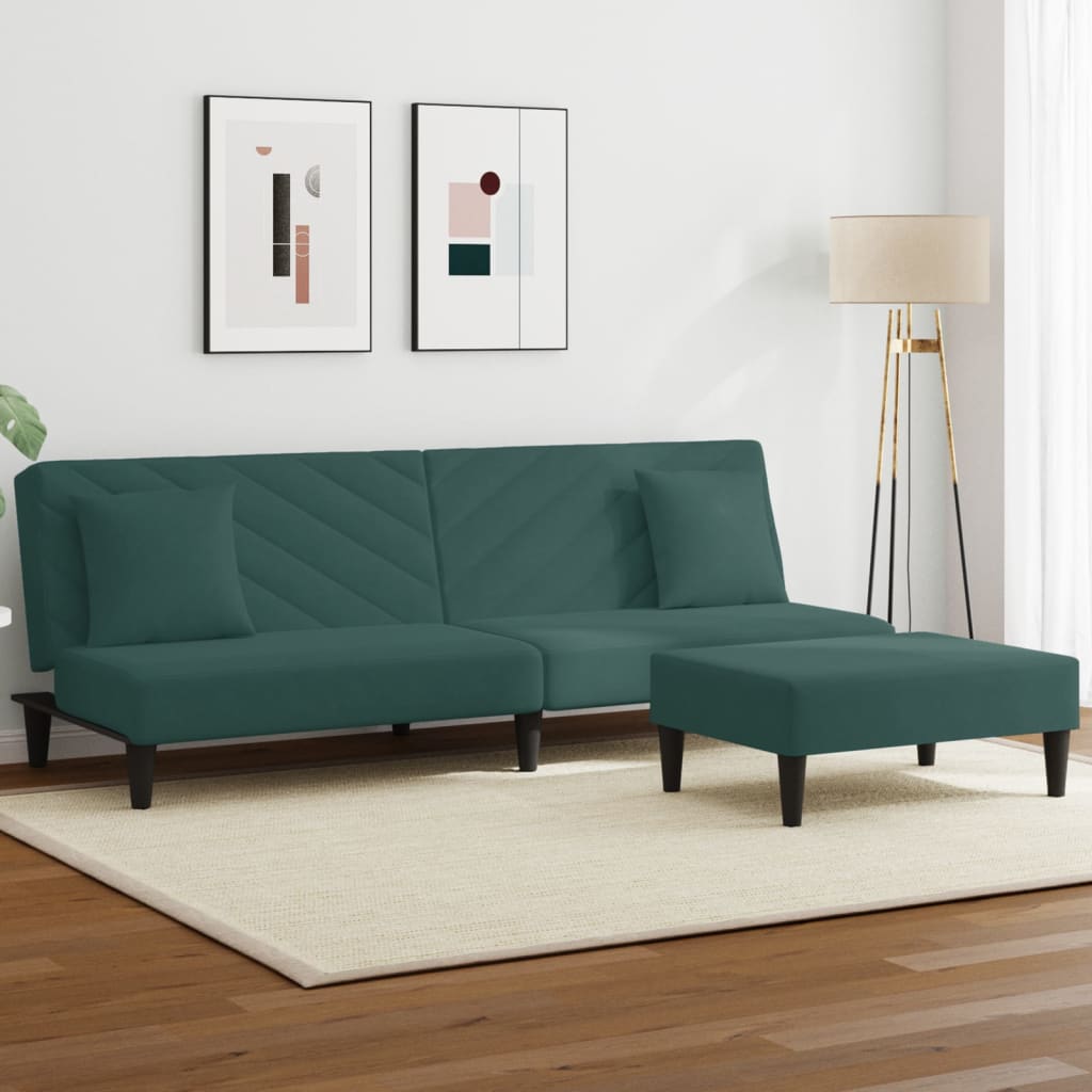 VIDAXL - vidaXL 2 pcs conjunto de sofás com almofadas veludo verde-escuro vidaXL 2 pcs conjunto de sofás com almofadas veludo verde-escuro