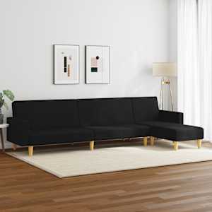 vidaXL 2-delige Loungeset stof zwart