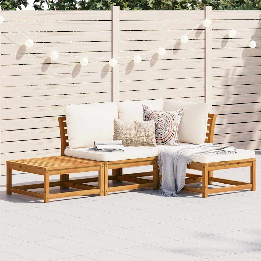 vidaXL Set mobilier de grădină cu perne, 4 piese, lemn masiv de acacia