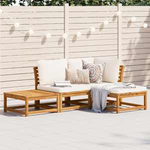 Vrtna sedežna garnitura 4-delna z blazinami trden akacijev les